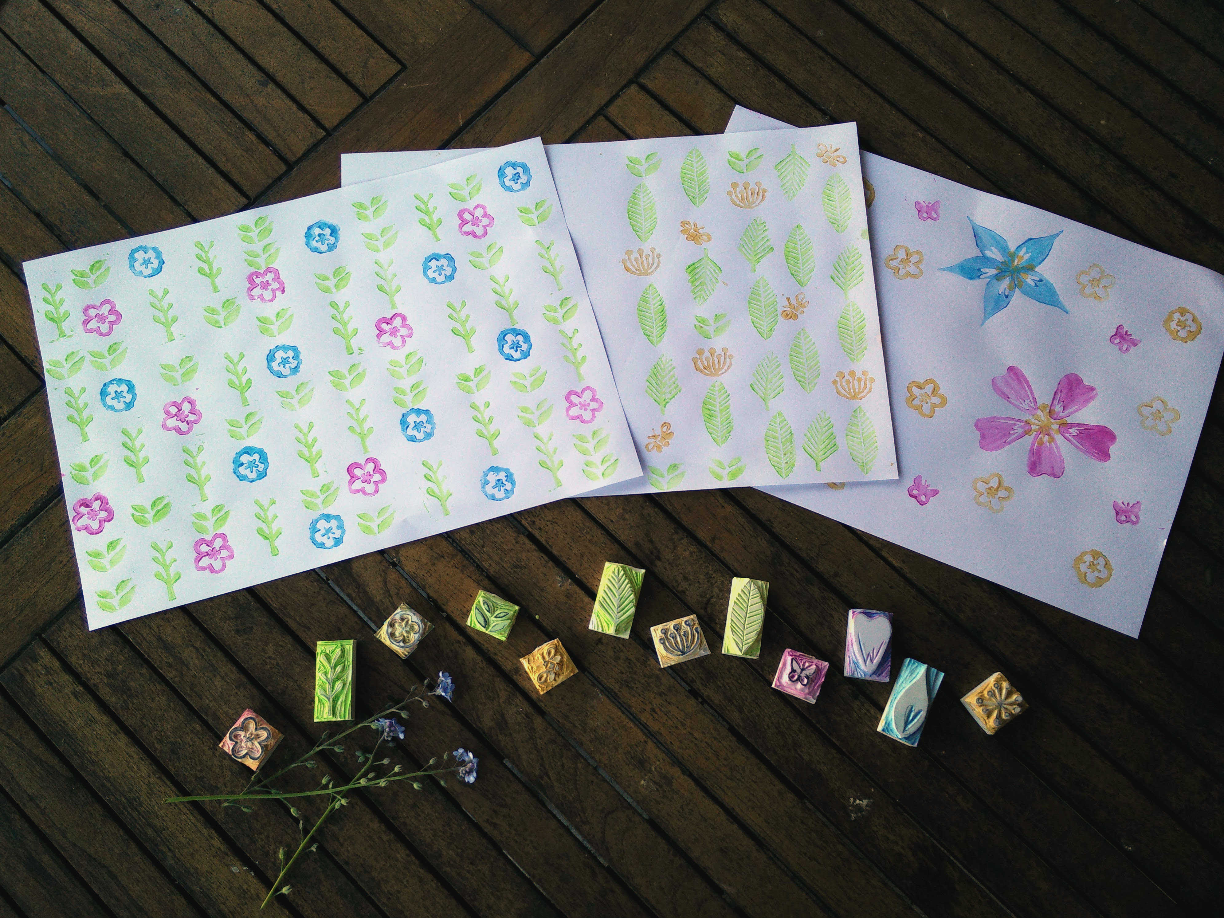 Medium hand carved rubber stamps 14